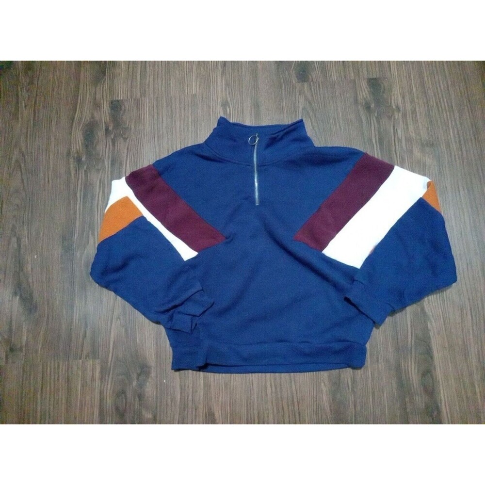 Moral fiber sweatshirt Juniors Size Medium cropped pullover 1/4 zip colorblock